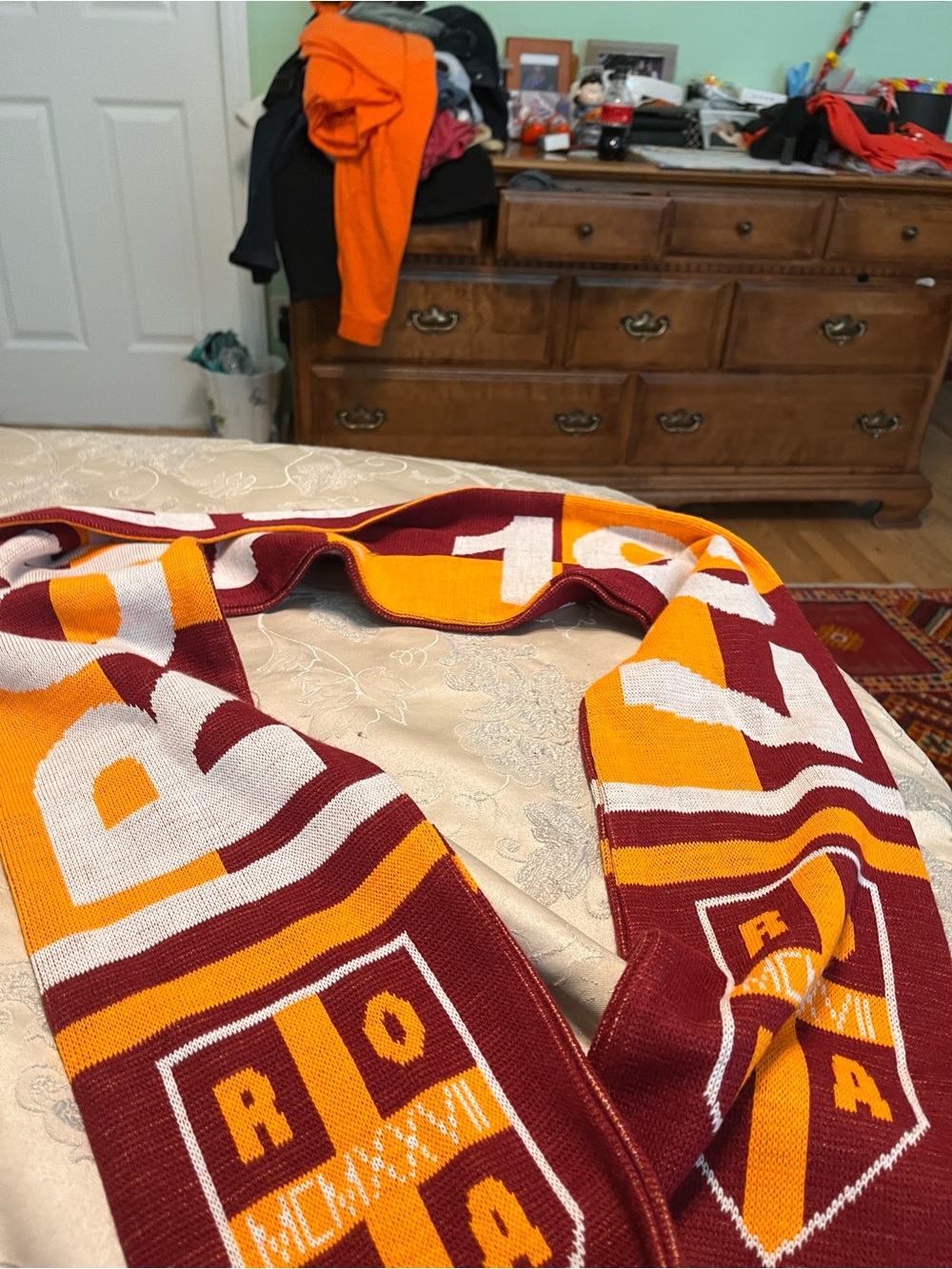 Maroon and Gold Knit Fan Scarf - Unbranded